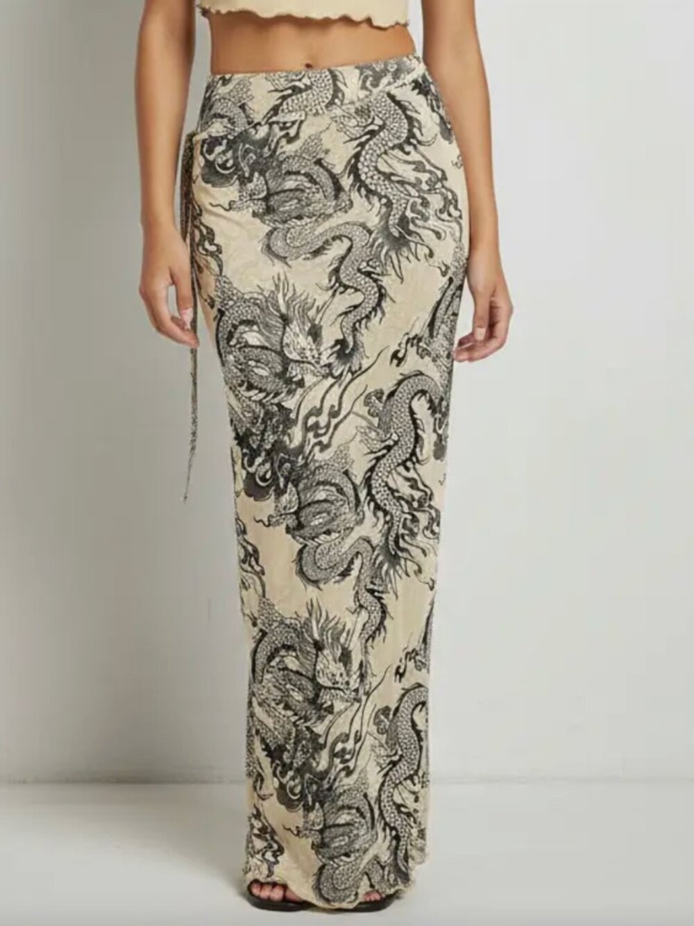 Women’s Dragons Sheer Wrap Maxi Skirt Size 2 or XS * Grunge Whimsigoth Punk